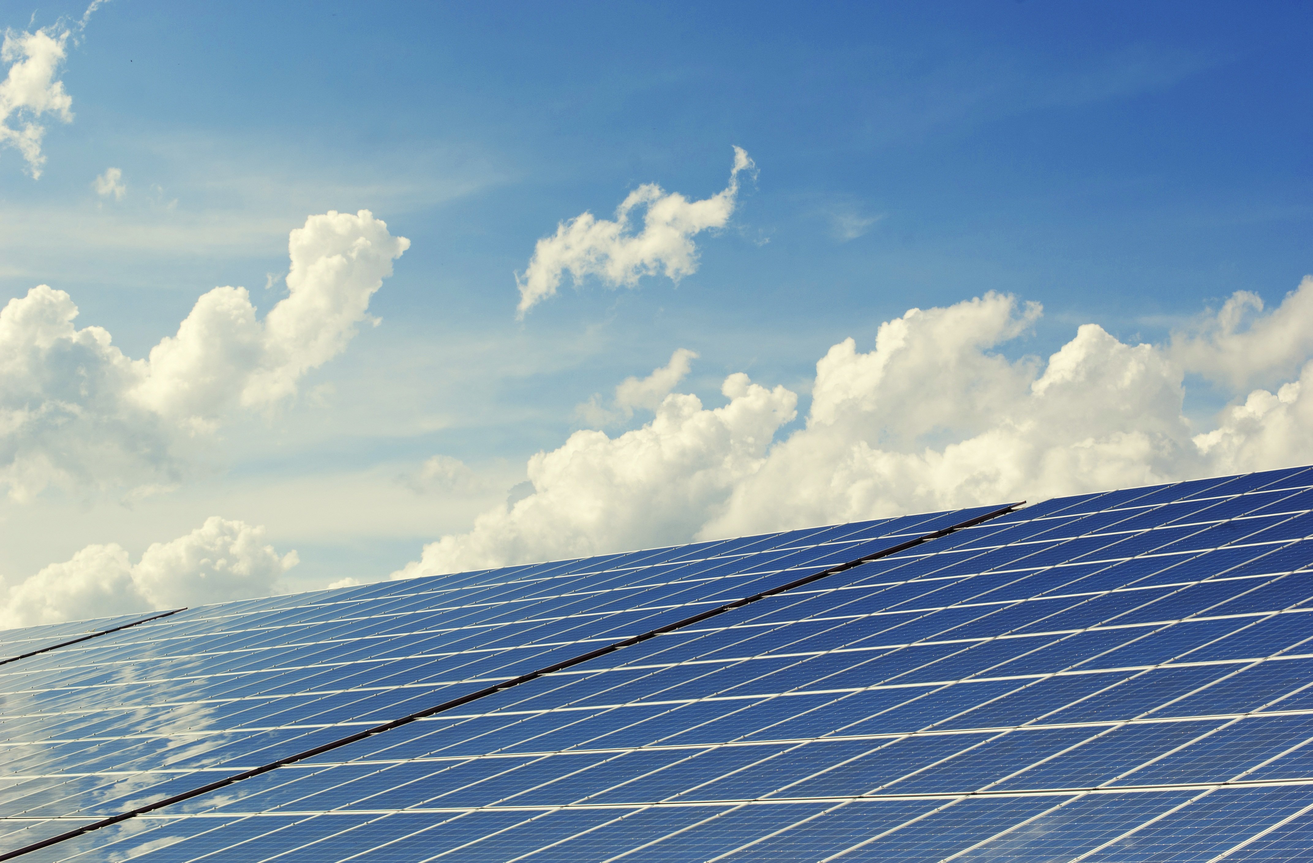 Detail of solar panels on a modern roof